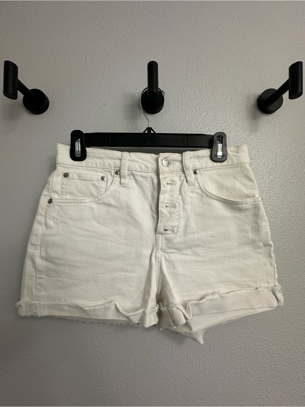J. Crew White Button-Front Denim Shorts